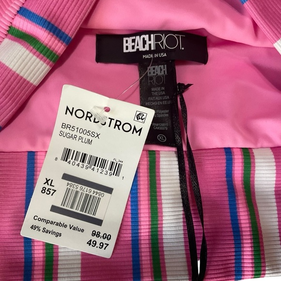 Beach Riot NWT Pink Striped Sports Bra Crop Top Size XL | Made in USA - Picture 4 of 8